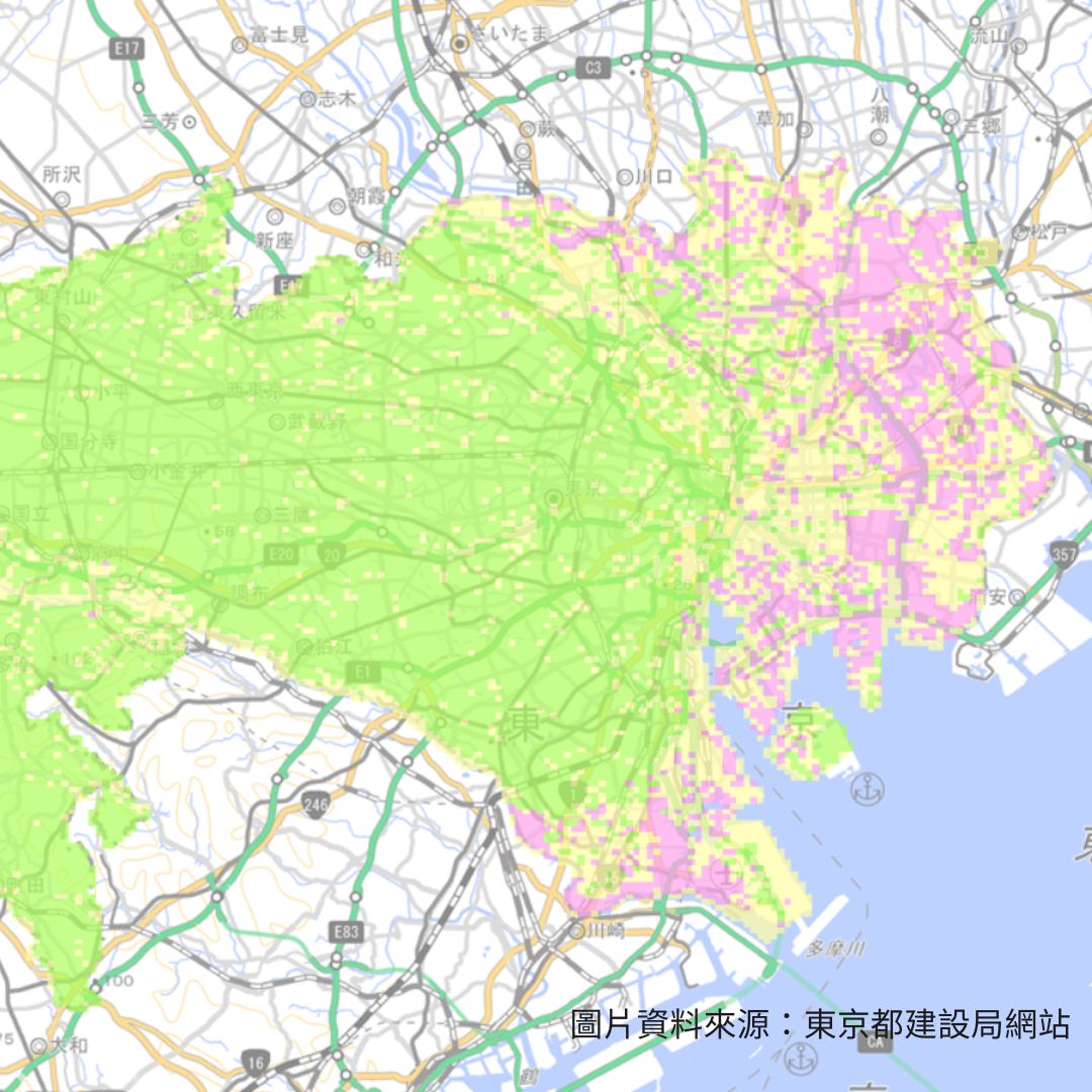 東京都の液状化予測図」